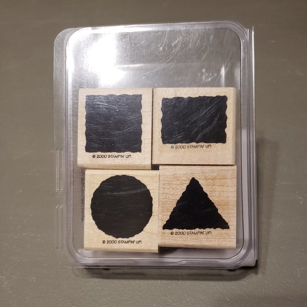 Stampin' Up Little Shapes Set of 4 Wood Rubber Stamps Retired Vintage 2000